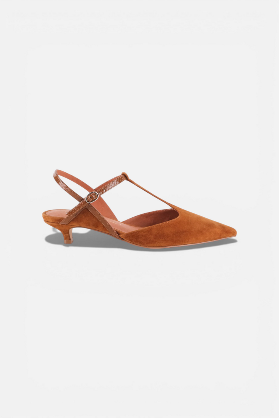 Intentionally Blank Bbgirl Kitten Heel Pump in Whiskey Suede – front view