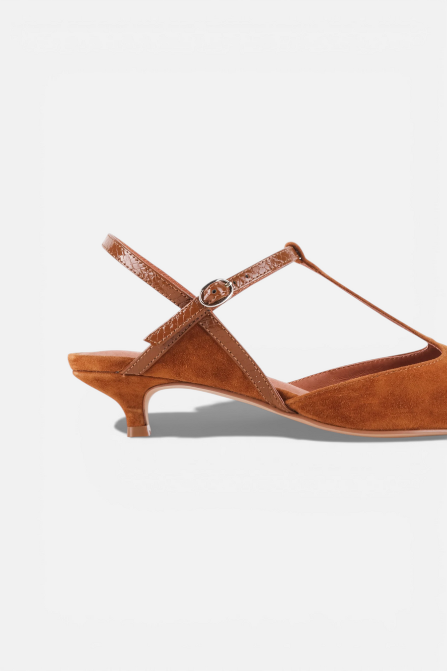 Intentionally Blank Bbgirl Kitten Heel Pump in Whiskey Suede – side view