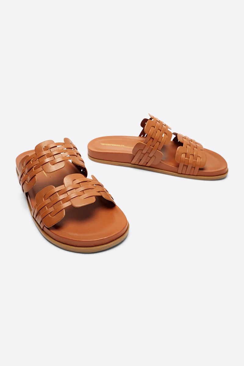 Intentionally Blank Brian Natural Sole Slides in Tan – back view