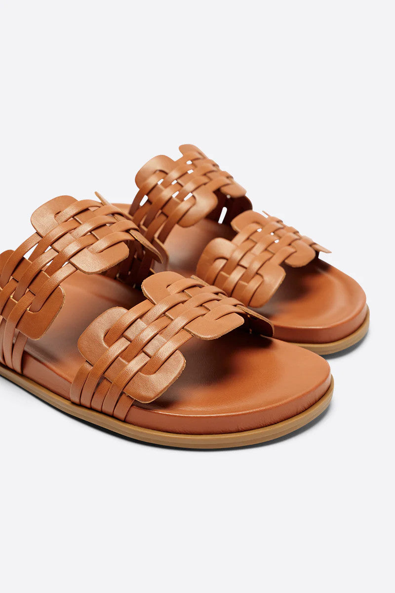 Intentionally Blank Brian Natural Sole Slides in Tan – detail
