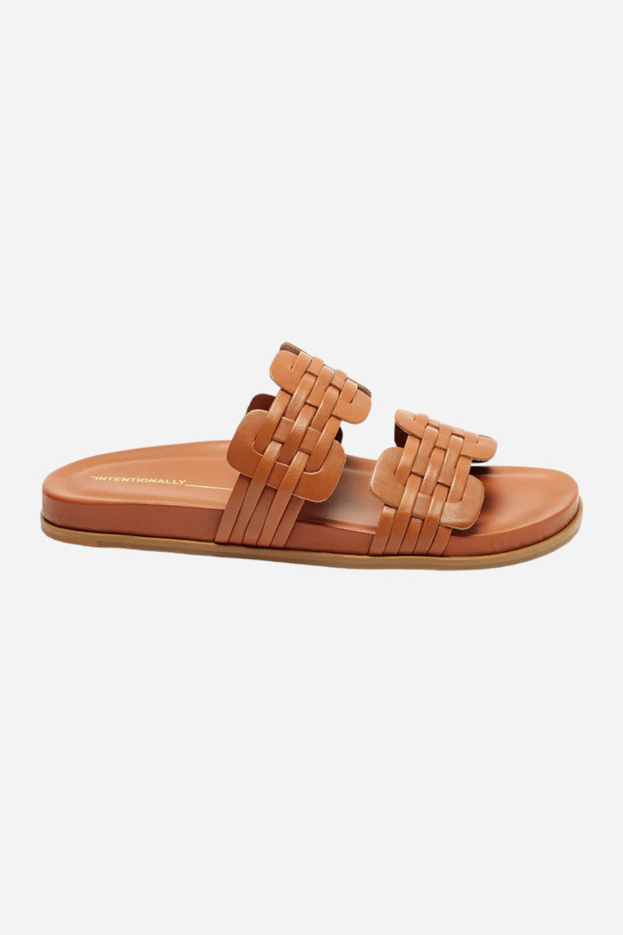 Intentionally Blank Brian Natural Sole Slides in Tan – front view