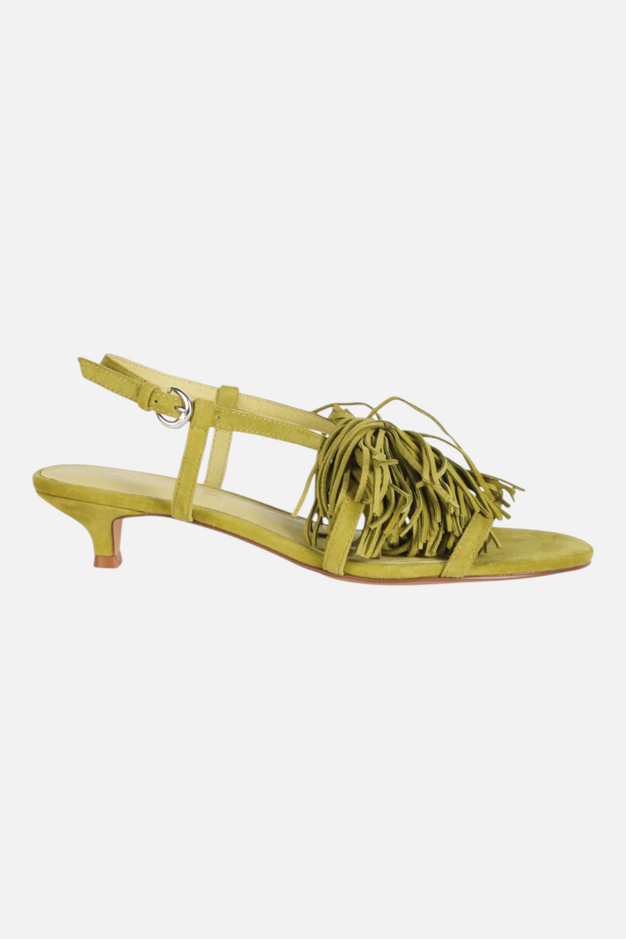 Intentionally Blank Chaperone Fringe Kitten Heel in Avocado – alternate