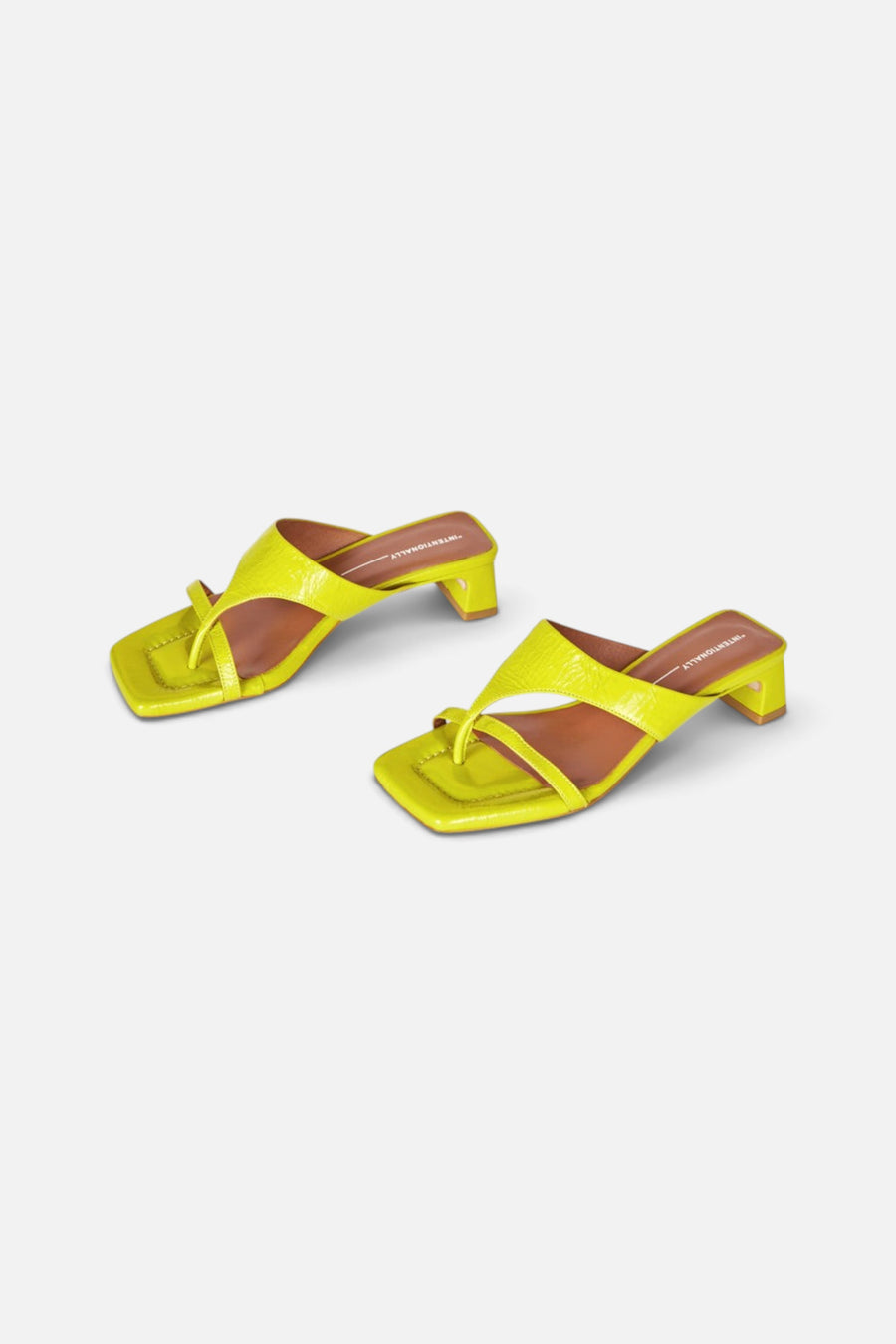 Intentionally Blank Flume Block Heeled Sandal in Mustard – back view