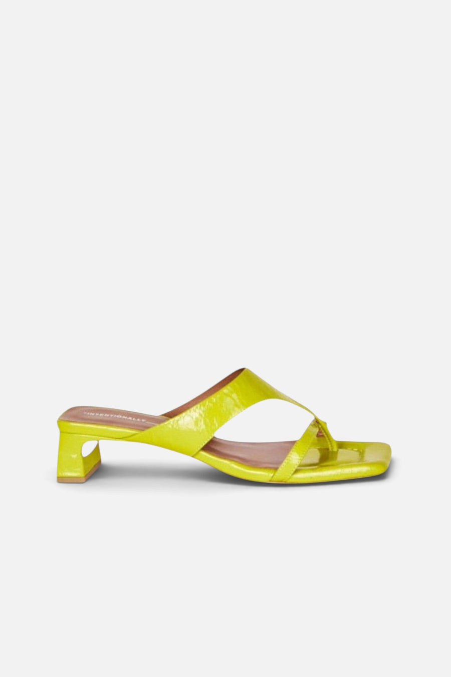 Intentionally Blank Flume Block Heeled Sandal in Mustard – side view