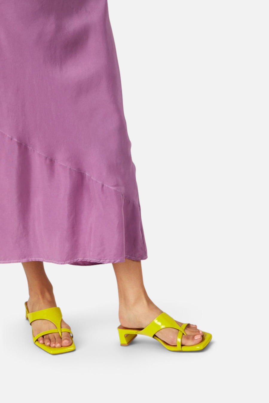 Intentionally Blank Flume Block Heeled Sandal in Mustard – side view