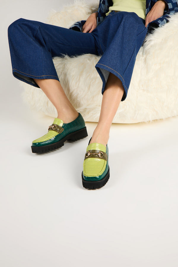Intentionally Blank Hk2 Lug Sole Loafer in Forest Floor Combo – back view