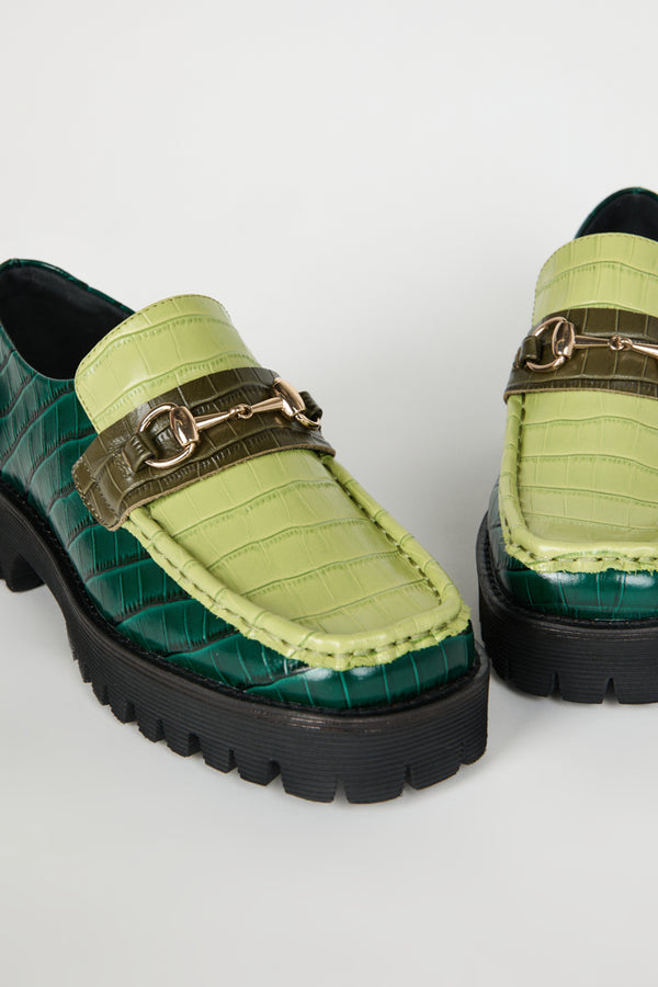 Intentionally Blank Hk2 Lug Sole Loafer in Forest Floor Combo – detail