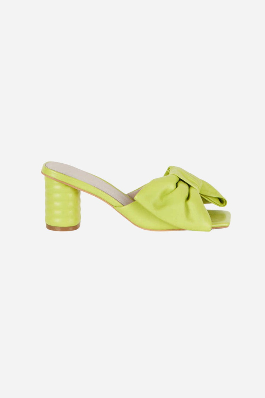Intentionally Blank Kriselda Leather Heel in Neon Lime – front view