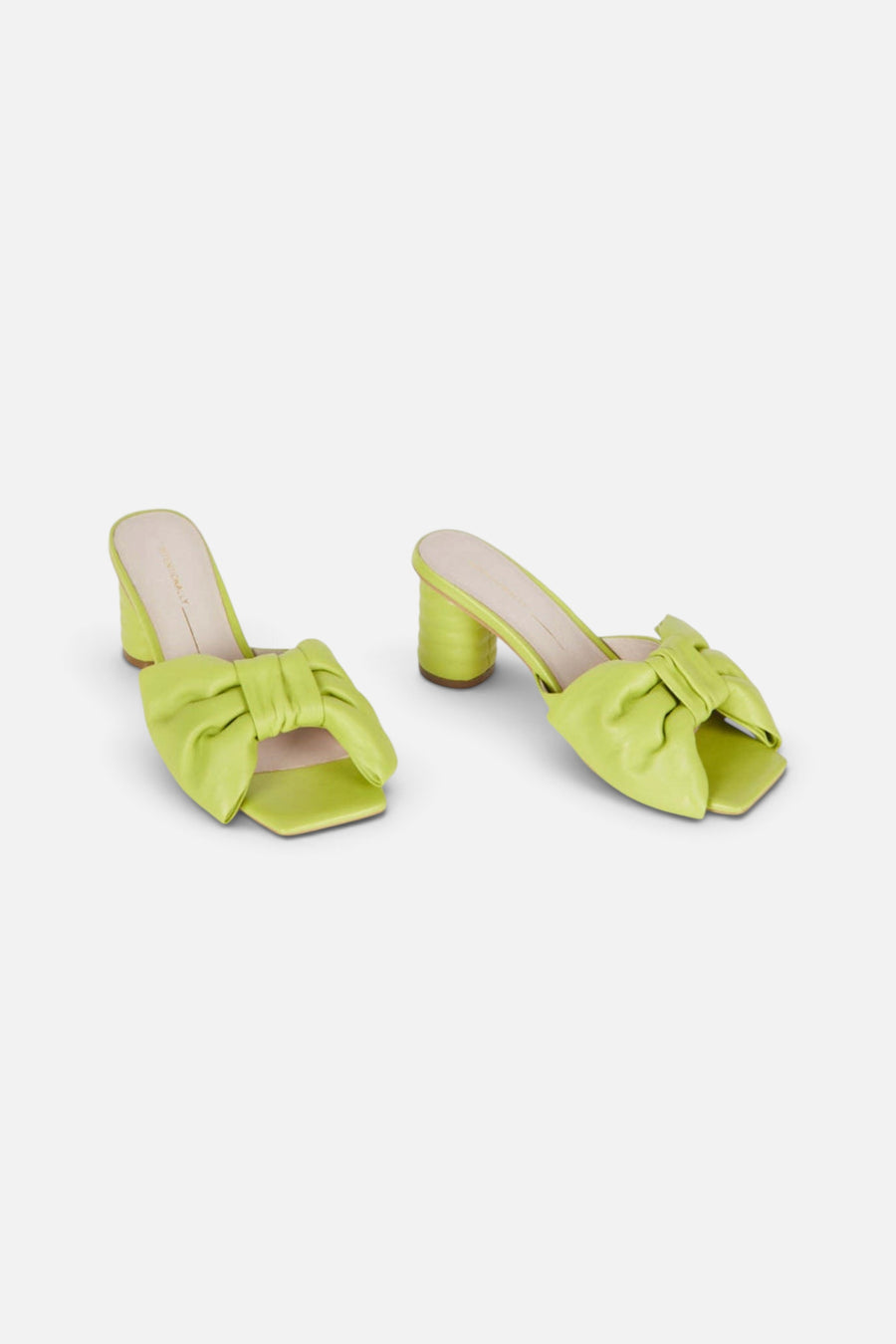 Intentionally Blank Kriselda Leather Heel in Neon Lime – side view