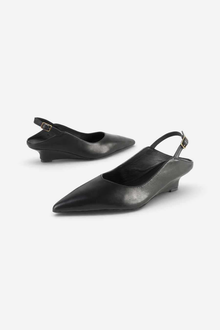 Intentionally Blank Lift Micro Wedge Slingback Heel in Black – front view