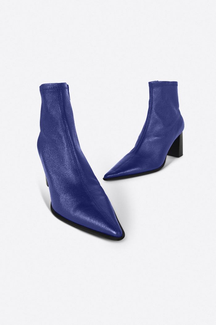 Intentionally Blank Maggie Heeled Ankle Bootie in Galaxy Leather – back view