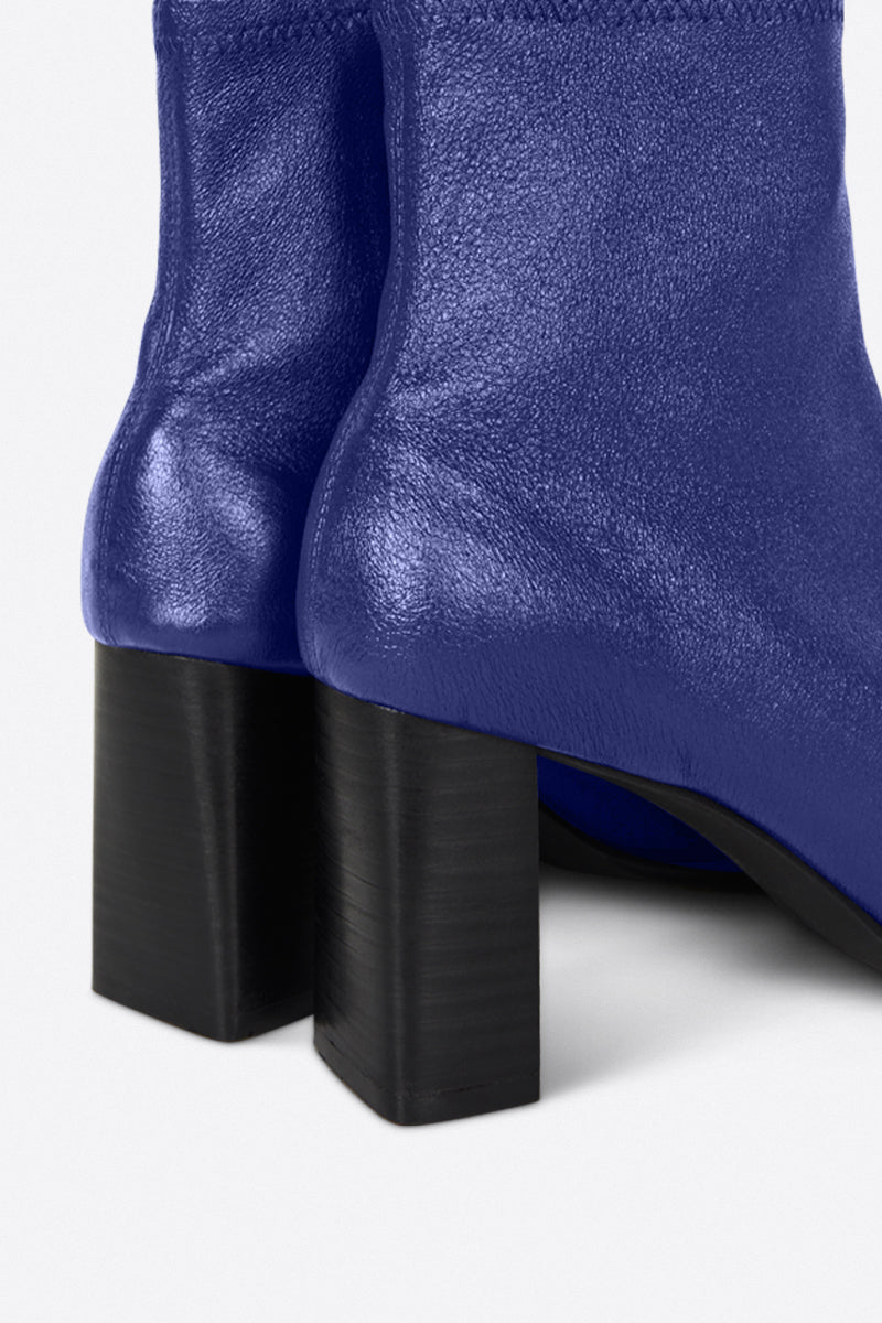 Intentionally Blank Maggie Heeled Ankle Bootie in Galaxy Leather – flat lay