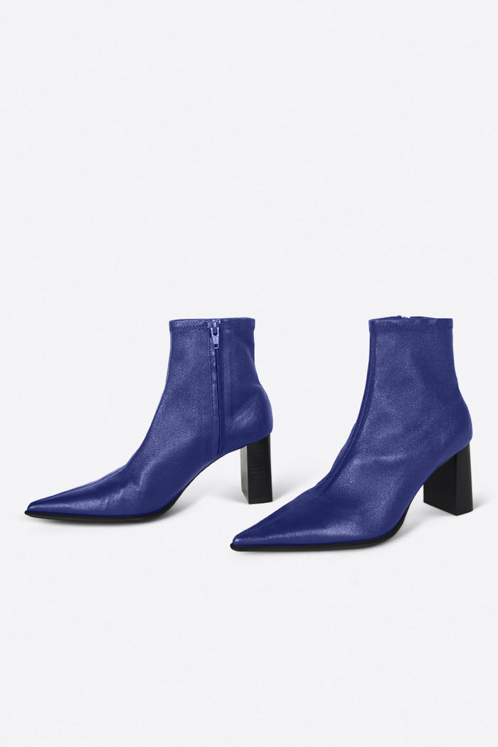 Intentionally Blank Maggie Heeled Ankle Bootie in Galaxy Leather – side view