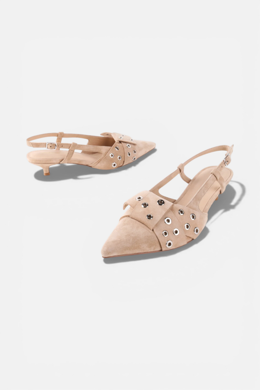 Intentionally Blank Maman Slingback Kitten Heel in Oatmilk – back view