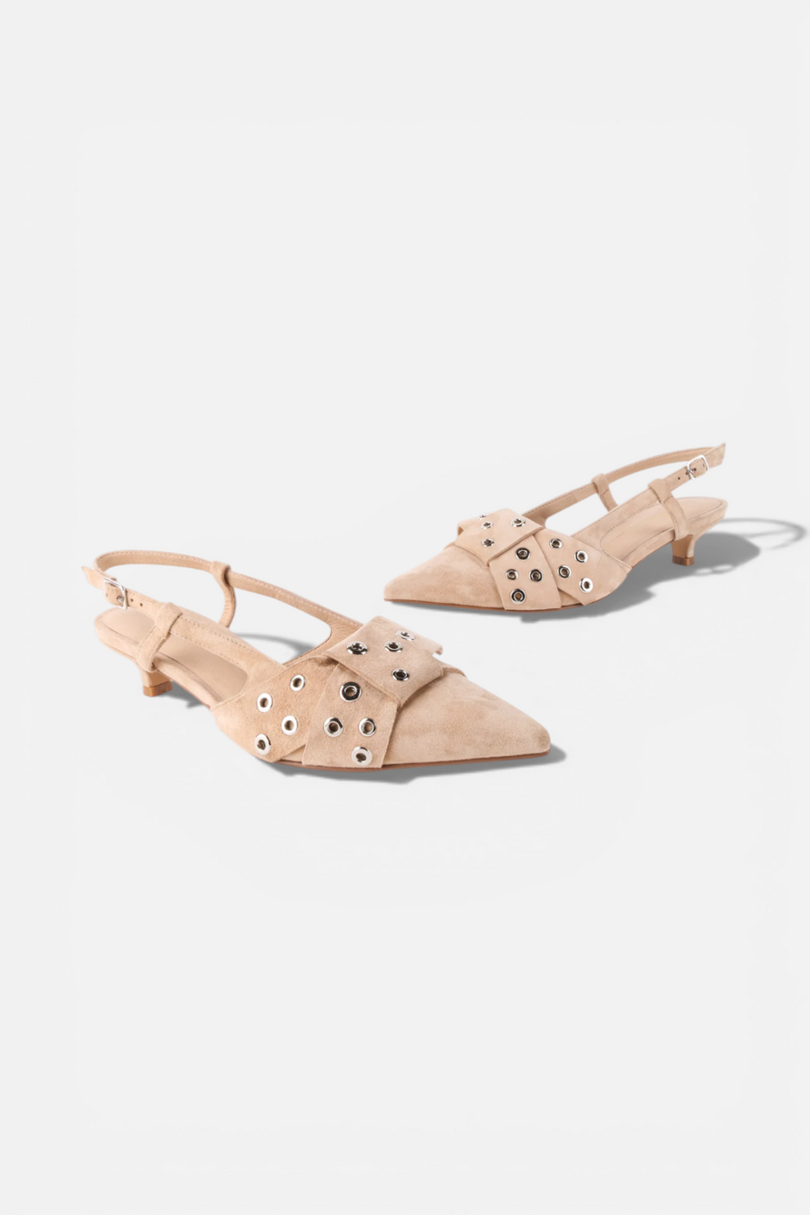 Intentionally Blank Maman Slingback Kitten Heel in Oatmilk – flat lay
