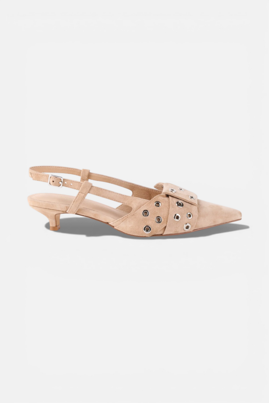 Intentionally Blank Maman Slingback Kitten Heel in Oatmilk – front view