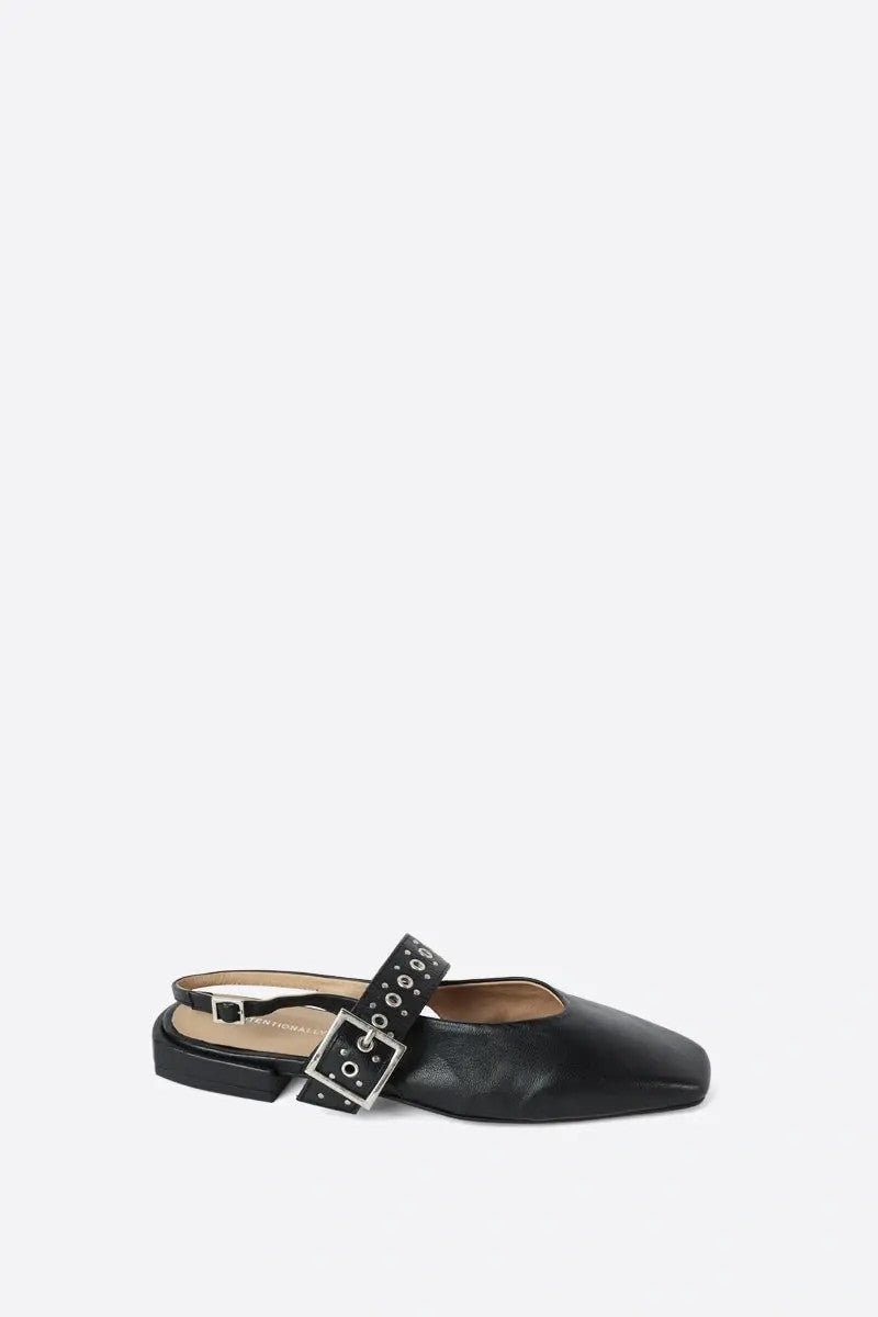 Intentionally Blank Pearl Singleback Ballet Flat in Black Sole – alternate