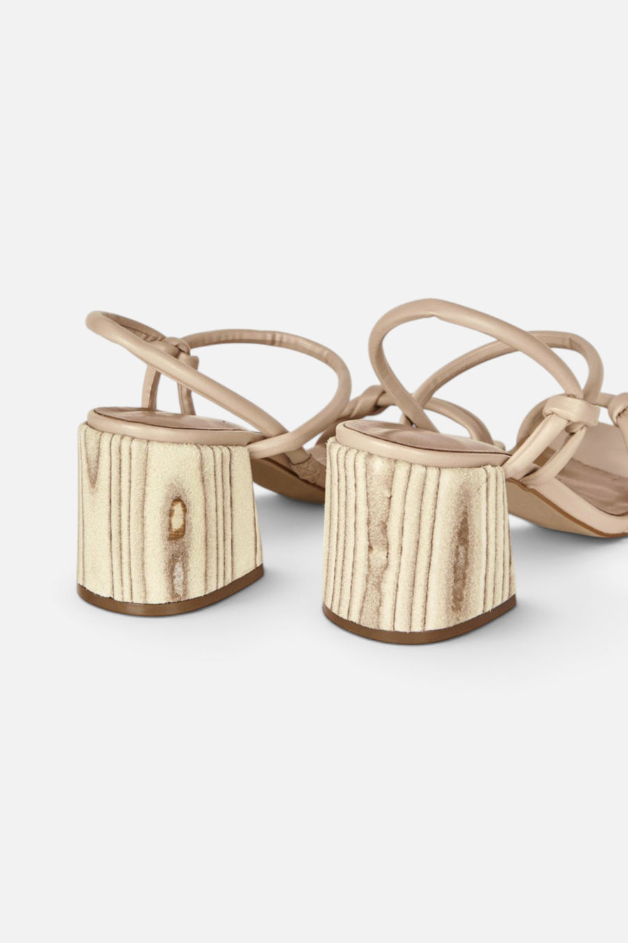 Intentionally Blank Sky Knotted Heel Sandals in Oatmilk – back view
