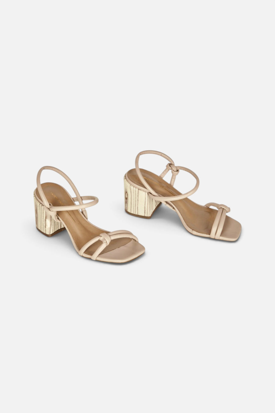 Intentionally Blank Sky Knotted Heel Sandals in Oatmilk – detail
