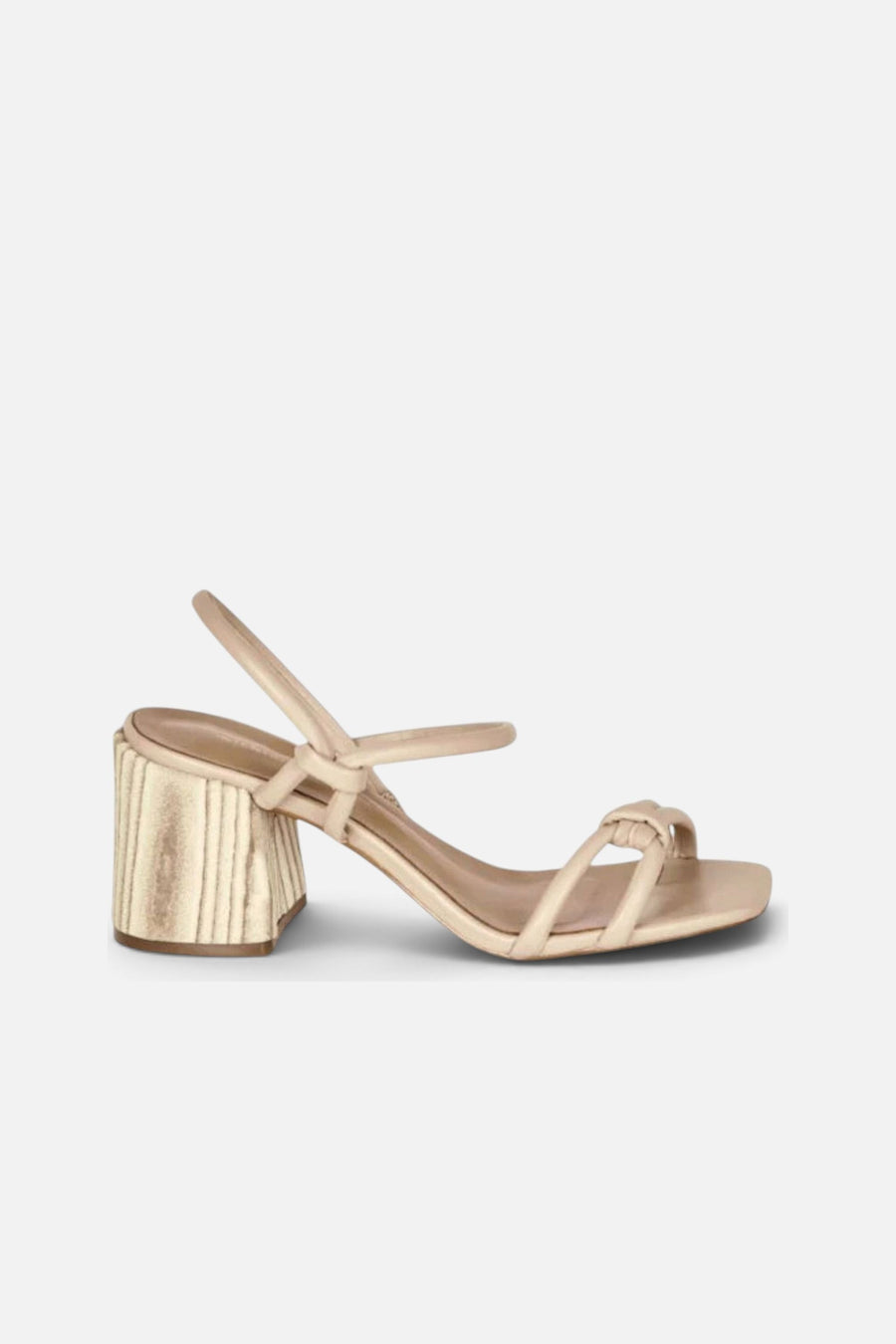 Intentionally Blank Sky Knotted Heel Sandals in Oatmilk – side view