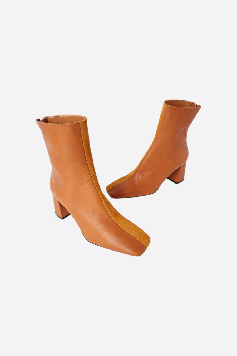 Intentionally Blank Tabatha Bootie in Whiskey Combo Leather/Suede – flat lay