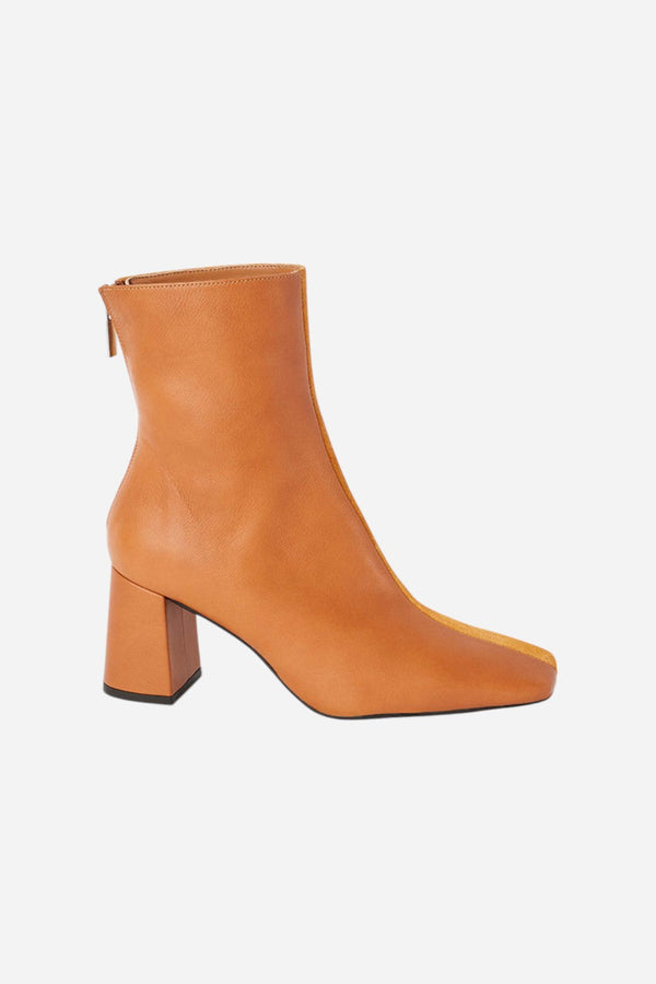 Intentionally Blank Tabatha Bootie in Whiskey Combo Leather/Suede