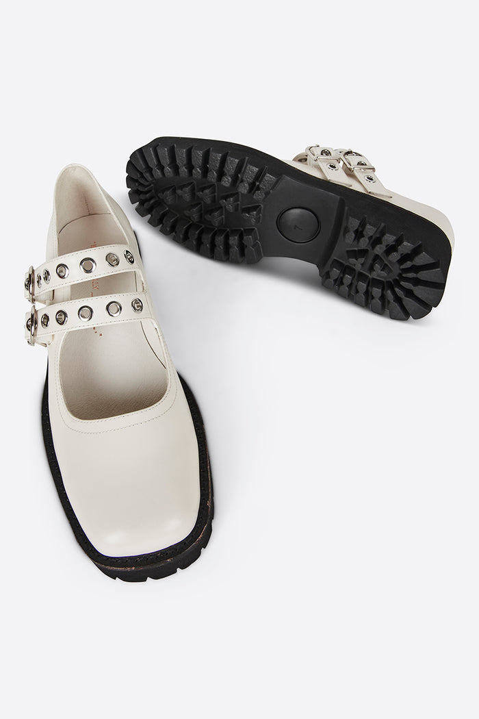 Intentionally Blank Vero Mary Jane in Cream Box Leather – side view
