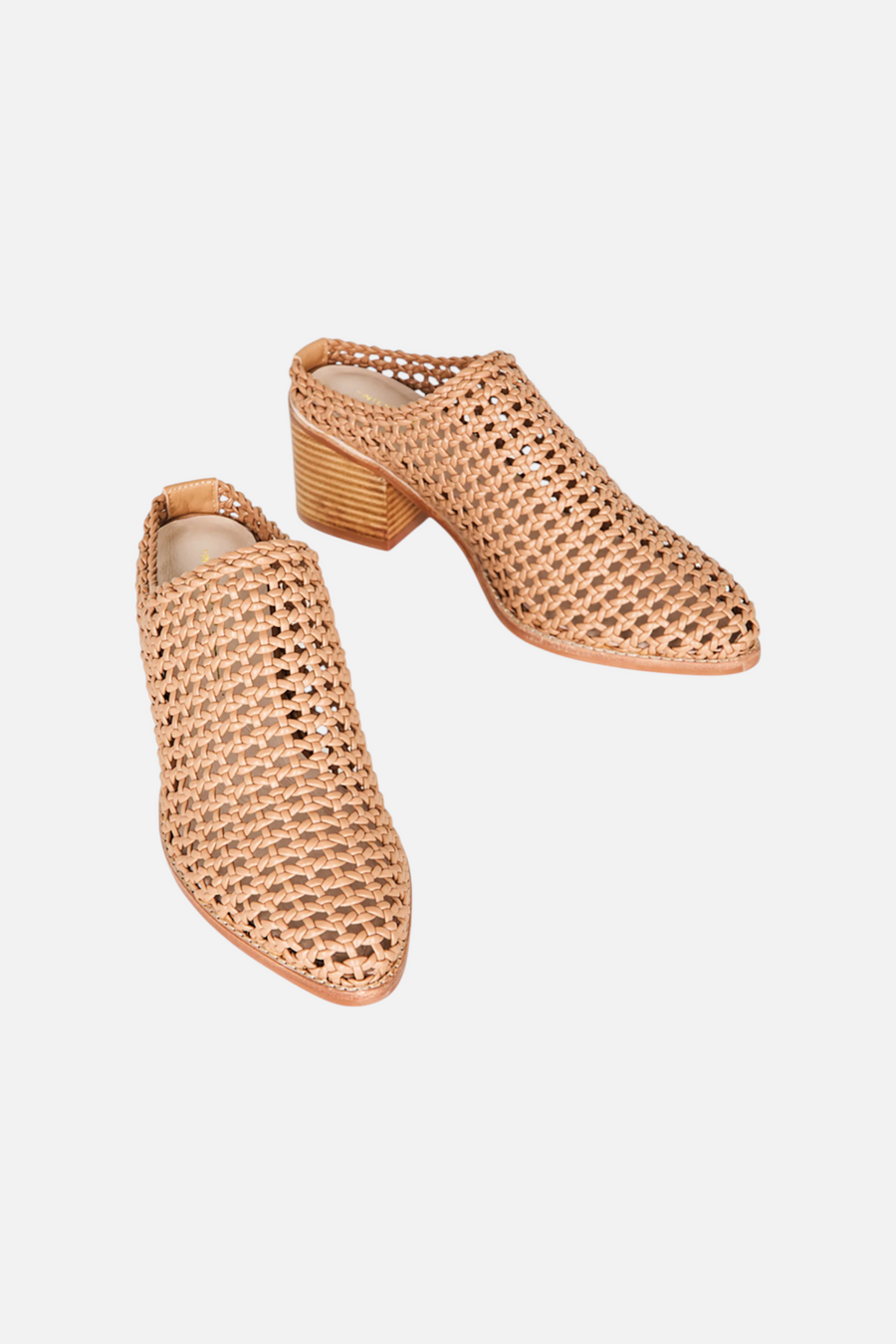 Intentionally Blank Women's Caps Heeled Mule in Tan – back view