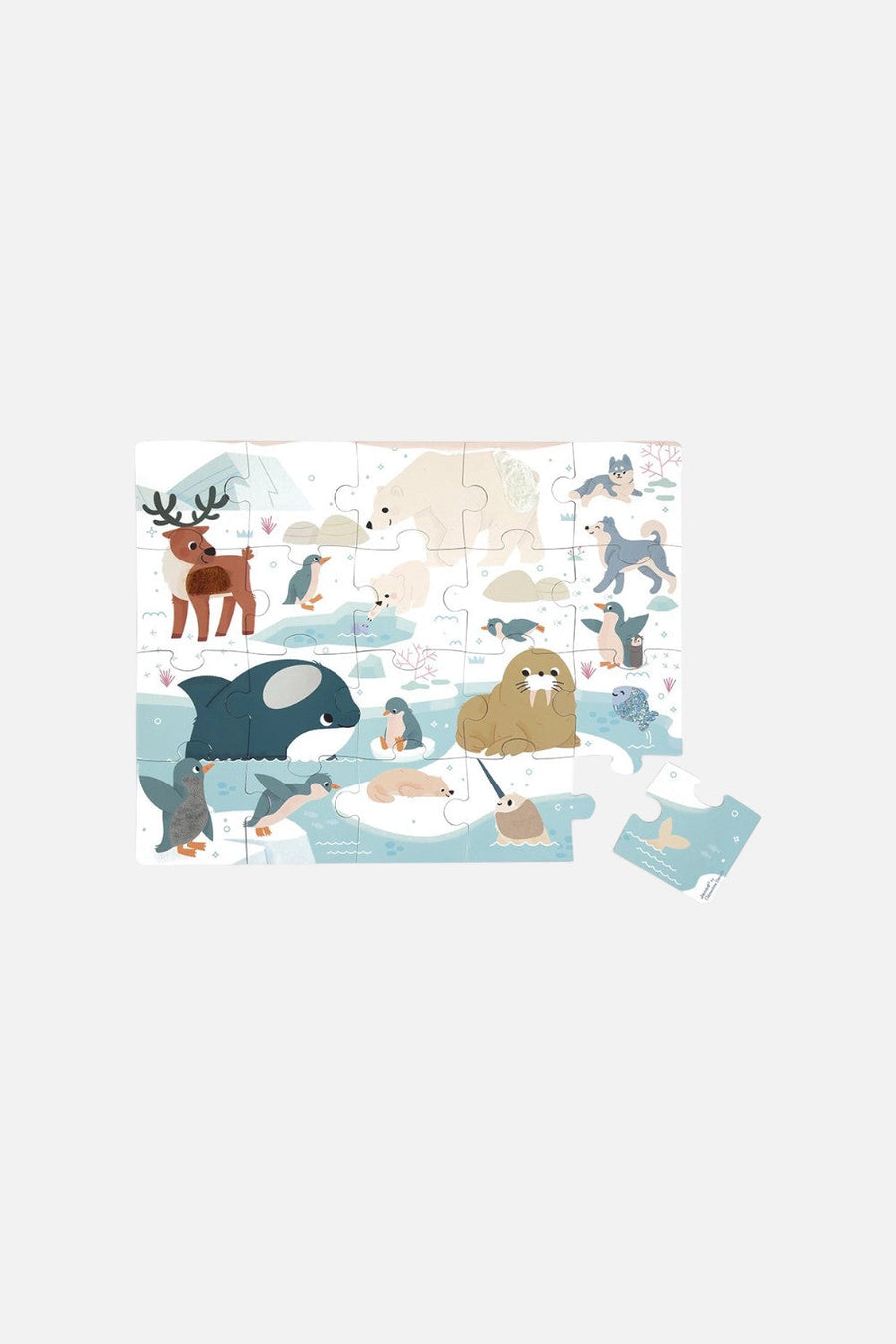 Janod 20-Piece Polar Animals Tactile Puzzle – back view