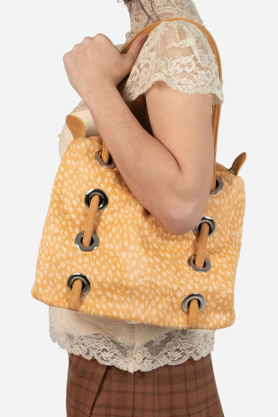 Jeffery Campbell Chessy-F in Tan Cream Dots – flat lay