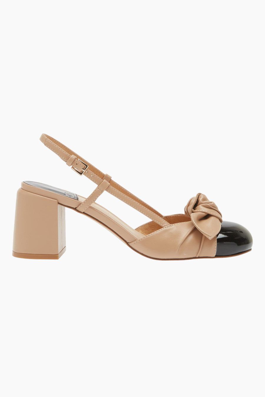 Jeffrey Campbell Babydoll Slingback Cap Toe Pump in Natural Black Patent – back view