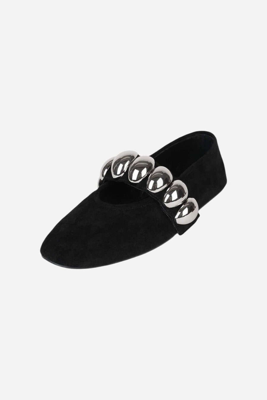 Jeffrey Campbell Ballet-SD Flats in Black Suede Silver – back view