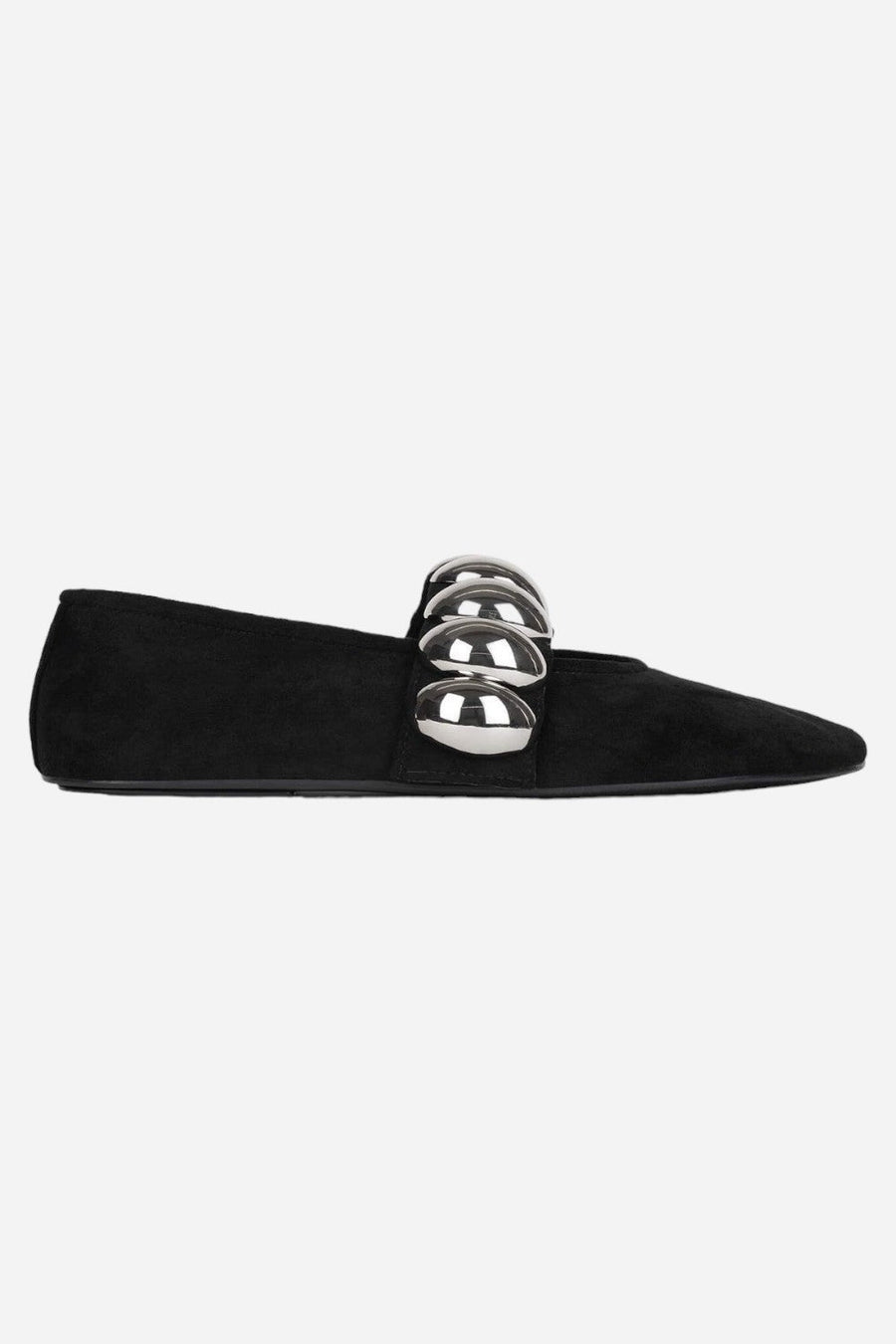 Jeffrey Campbell Ballet-SD Flats in Black Suede Silver – front view