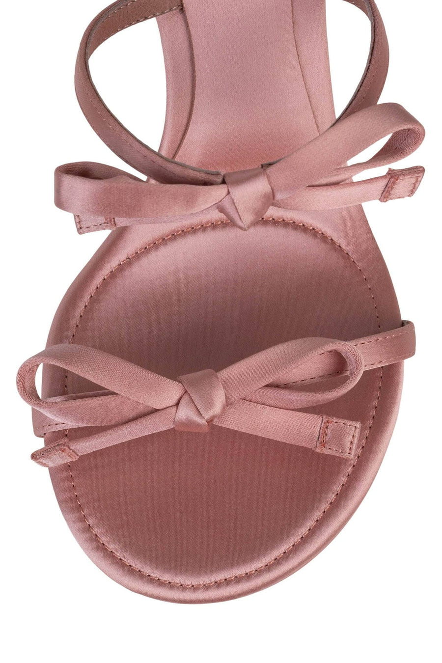 Jeffrey Campbell Bow-Bow Heeled Sandals in Blush Satin Gold – detail