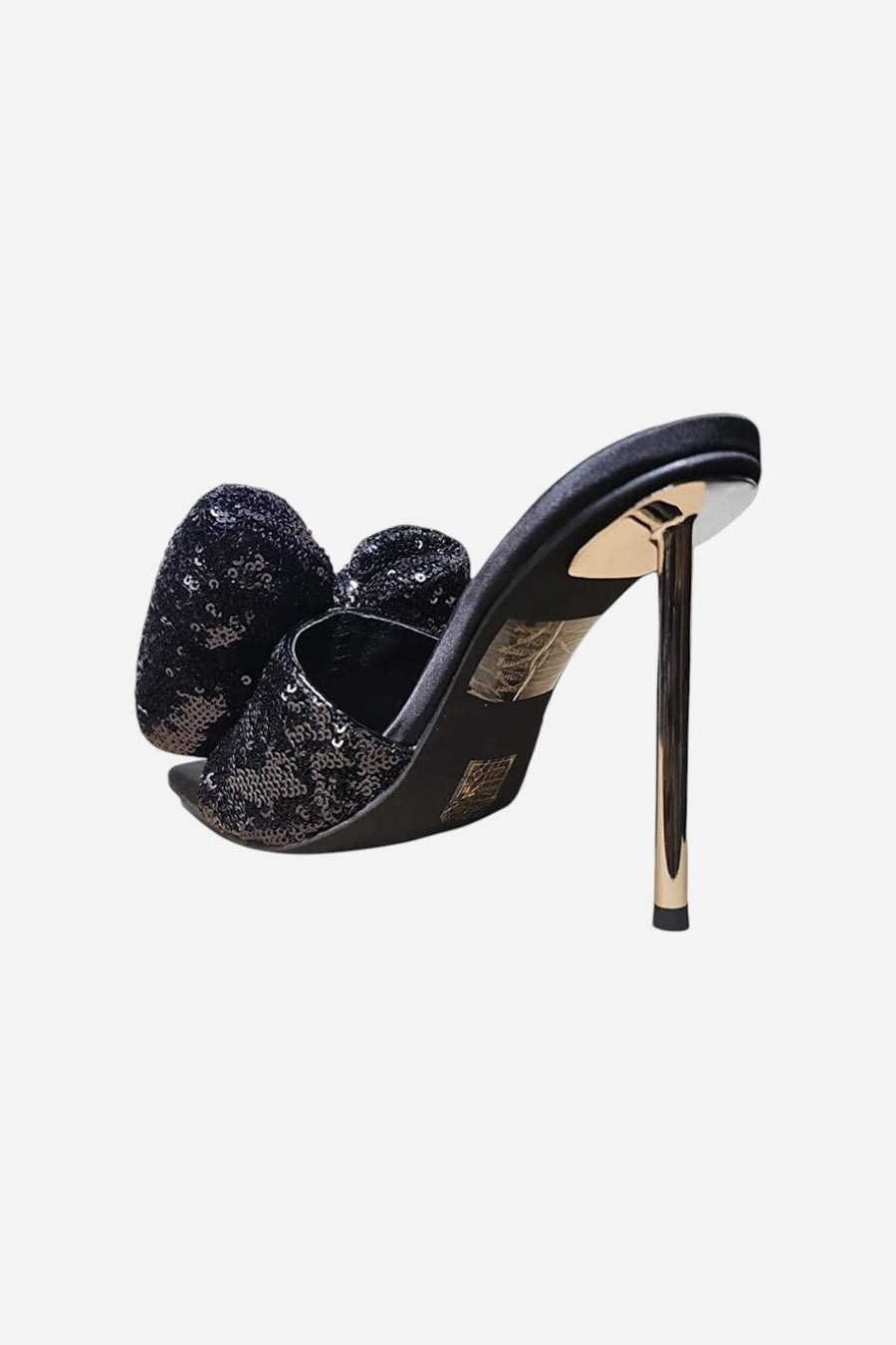 Jeffrey Campbell Bow-Down Big Bow Mule in Black Sequin – side view