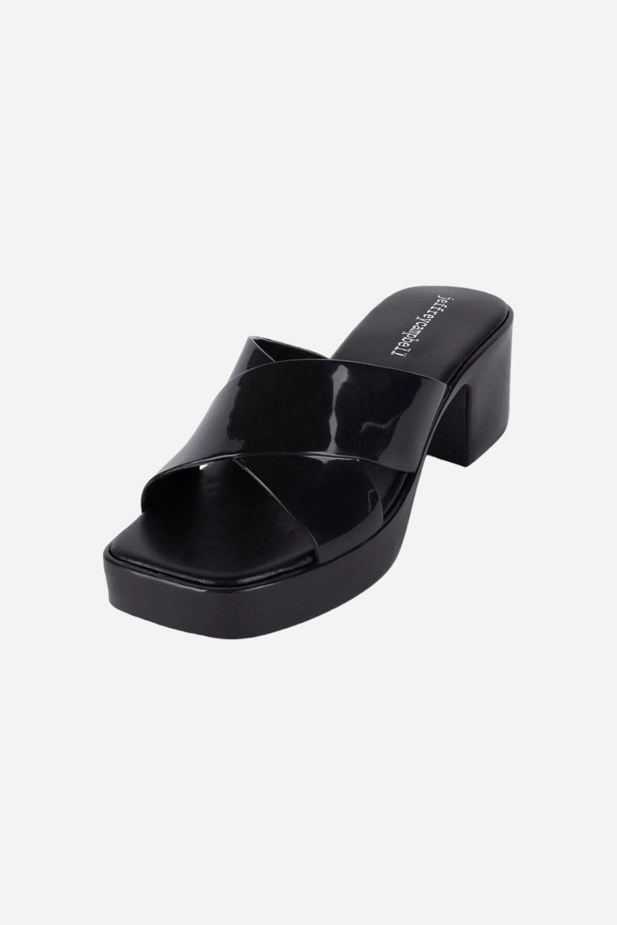 Jeffrey Campbell Bubblegum Heels In Black Shiny – back view