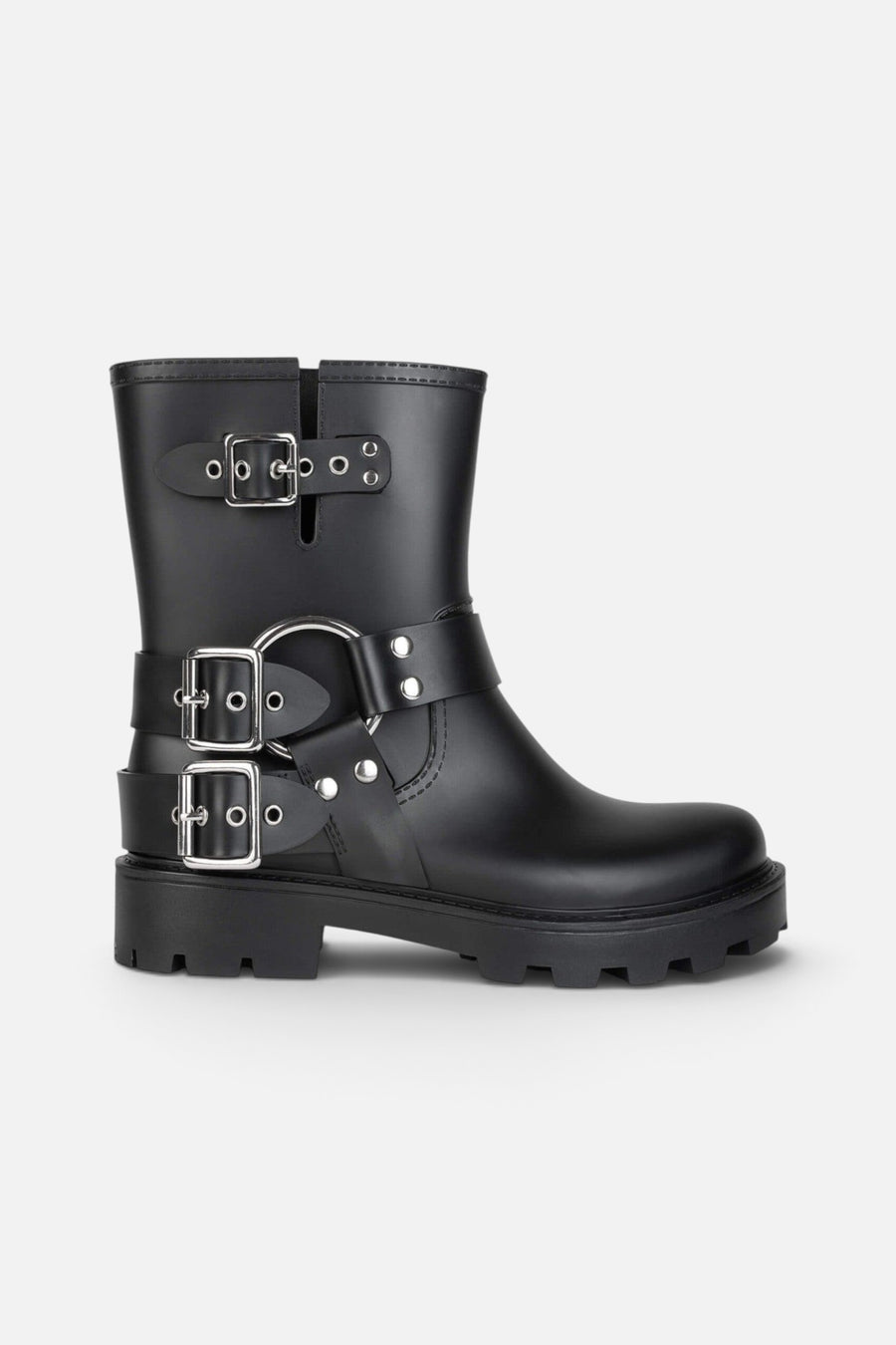 Jeffrey Campbell Controller Boots in Black Matte Silver – back view