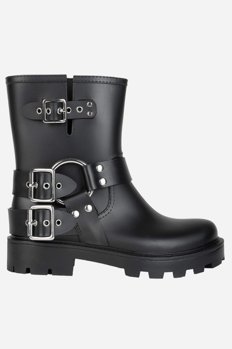 Jeffrey Campbell Controller Boots in Black Matte Silver – front view