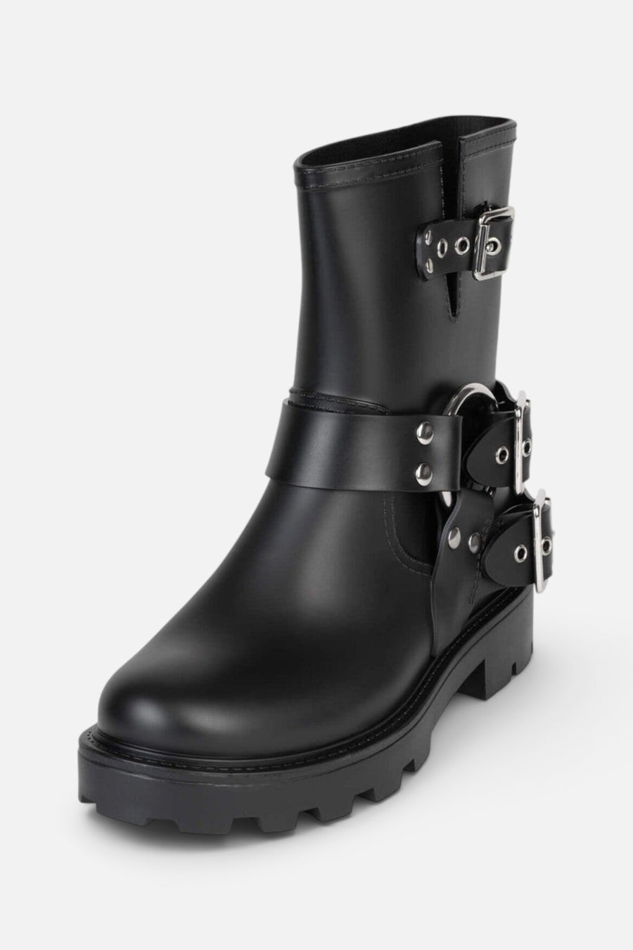 Jeffrey Campbell Controller Boots in Black Matte Silver – side view
