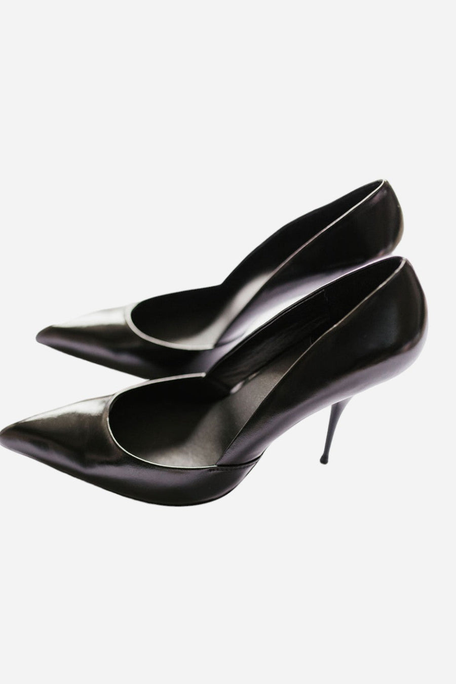 Jeffrey Campbell Convince Dress Pump in Black Leather – front view
