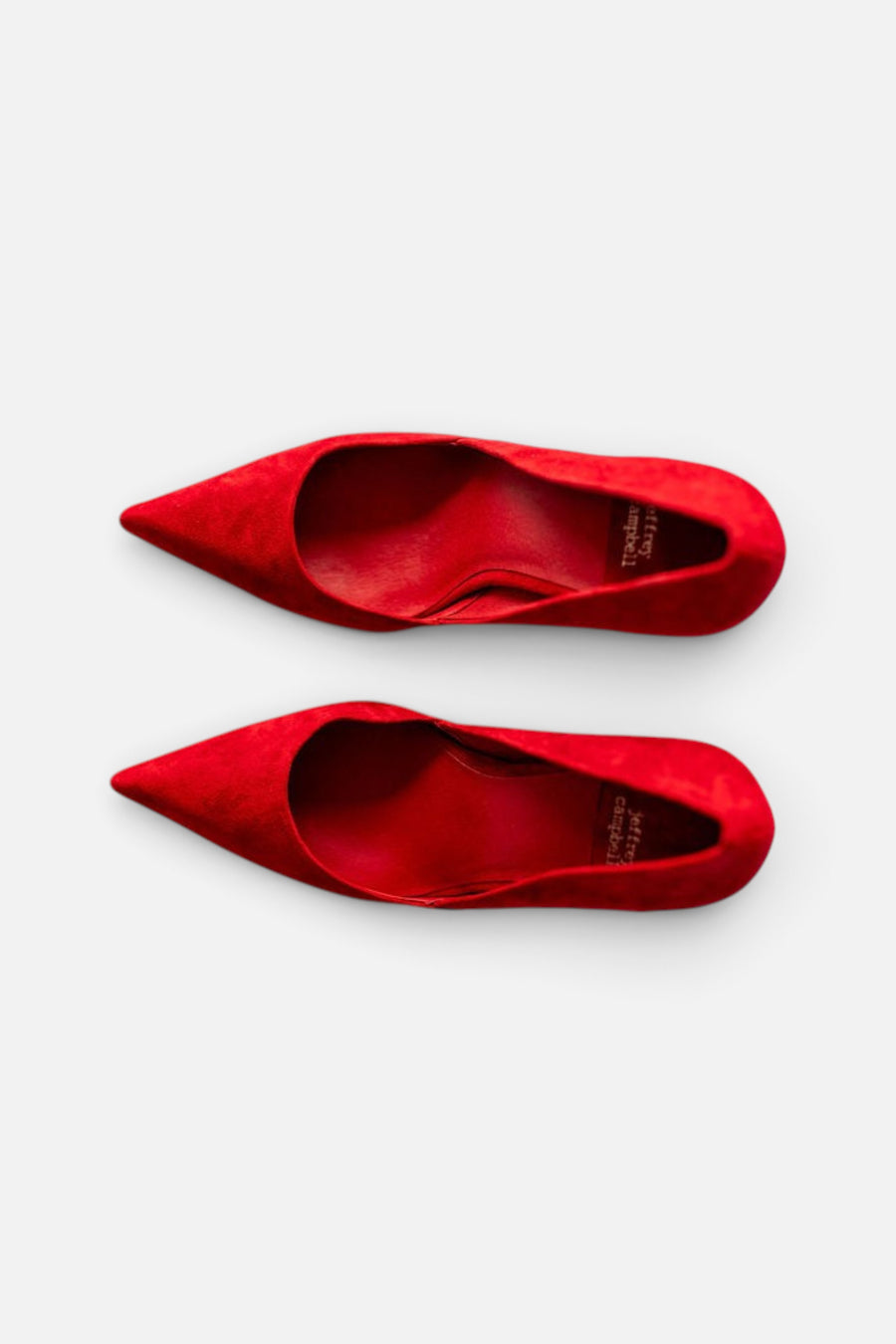 Jeffrey Campbell Convince Dress Pump Heels in Red Suede – side view