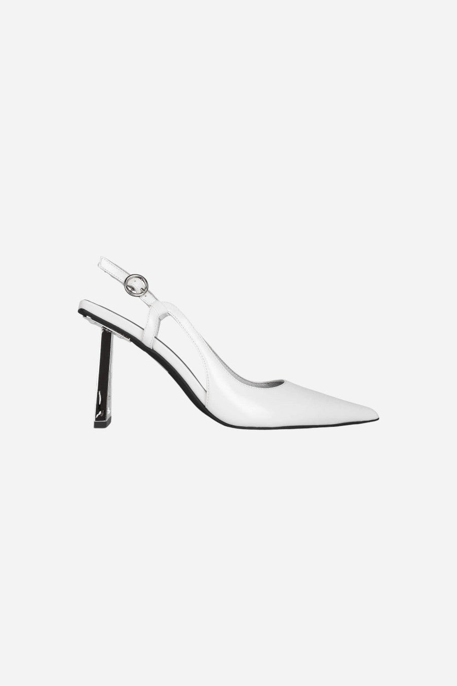 Jeffrey Campbell Creative Hi Modular Pump in White Box Silver – front view