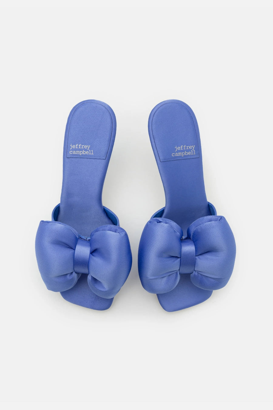 Jeffrey Campbell Deedee Hi Heeled Big Bow Mules in Blue – detail