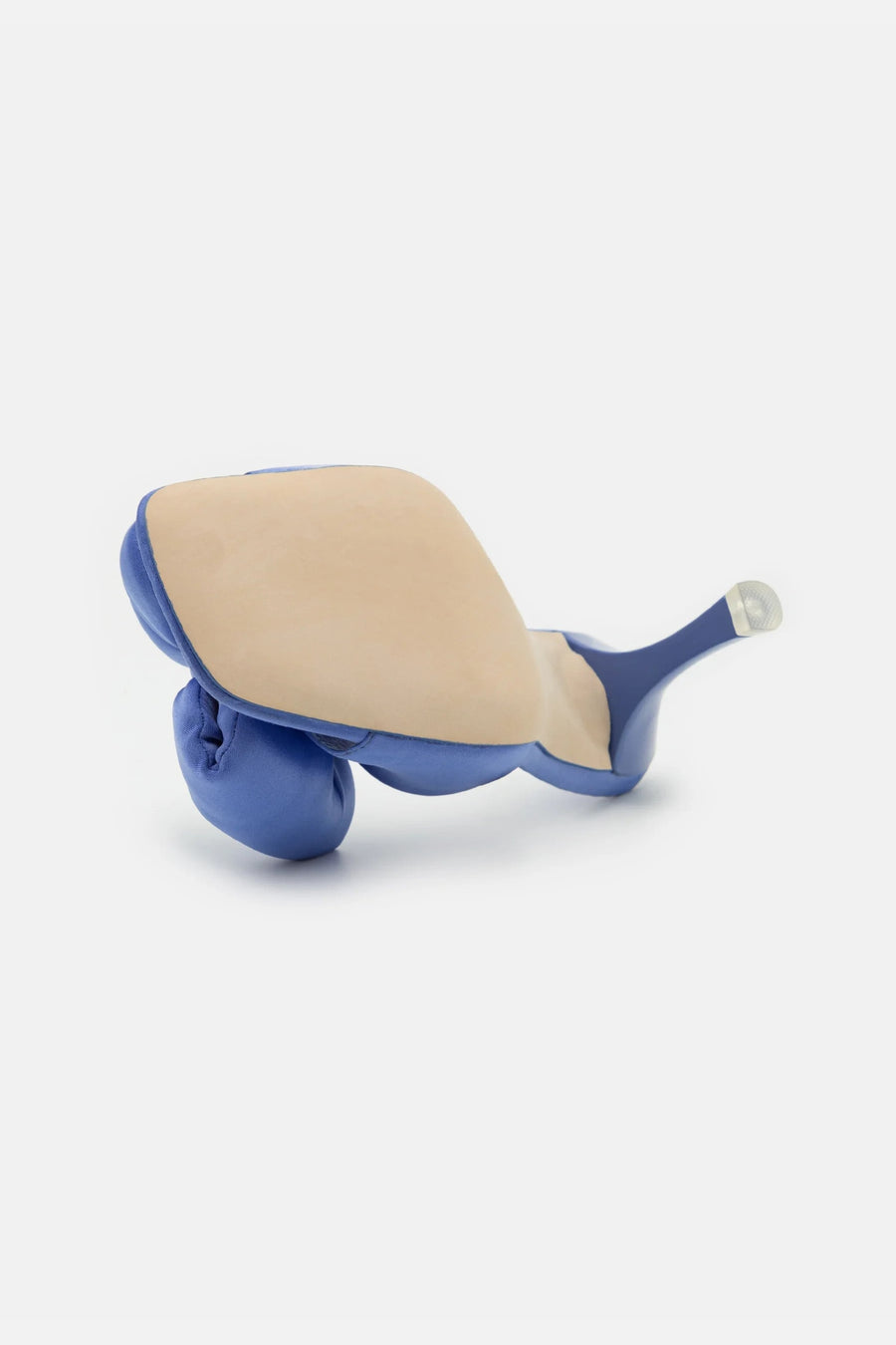 Jeffrey Campbell Deedee Hi Heeled Big Bow Mules in Blue – flat lay