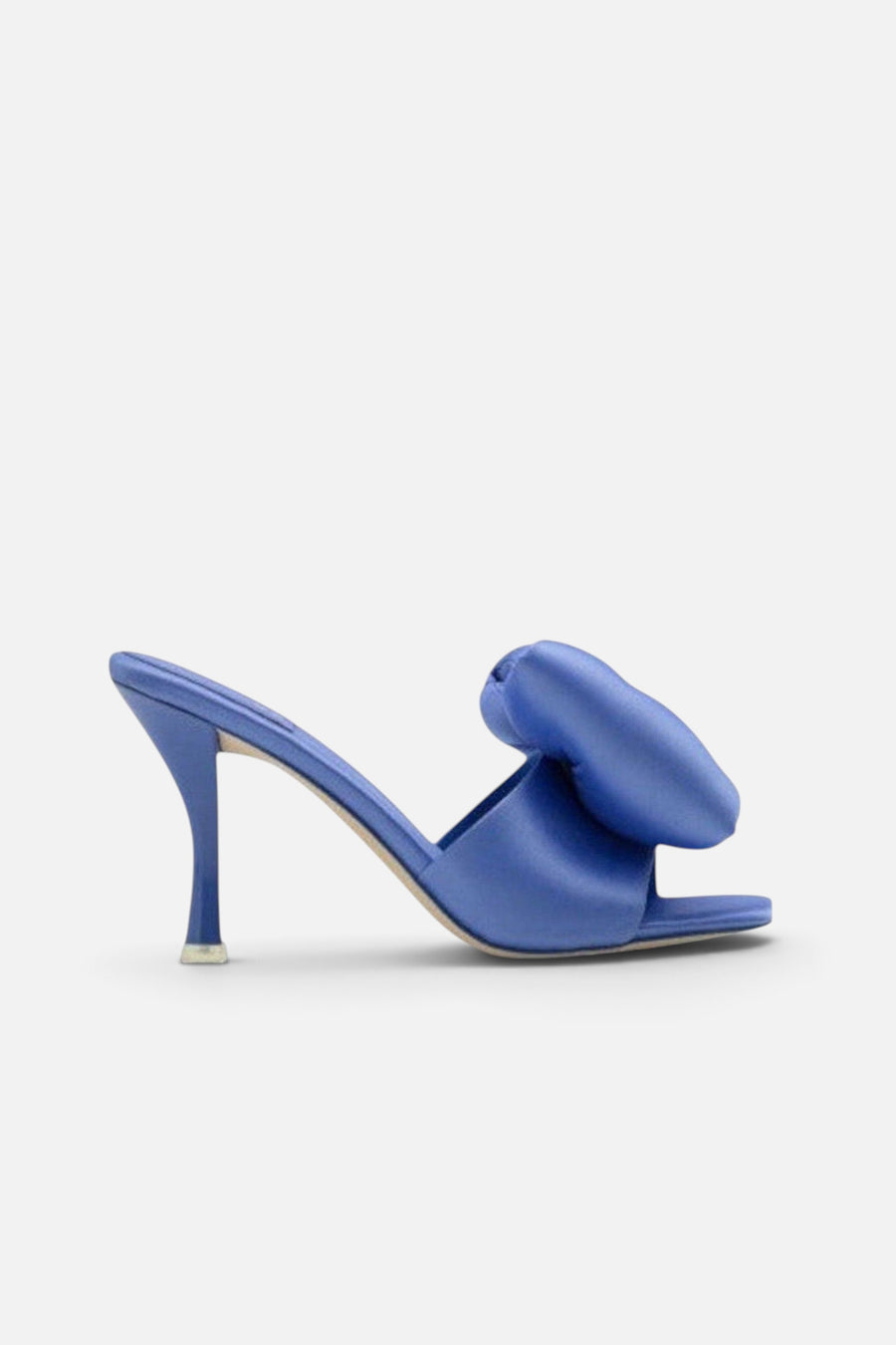 Jeffrey Campbell Deedee Hi Heeled Big Bow Mules in Blue – side view
