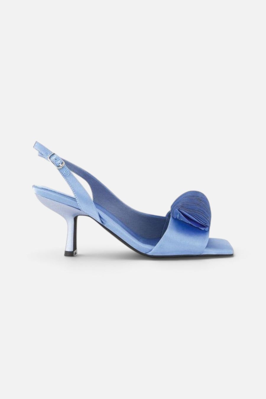 Jeffrey Campbell Duffy Heels in Blue Satin – back view