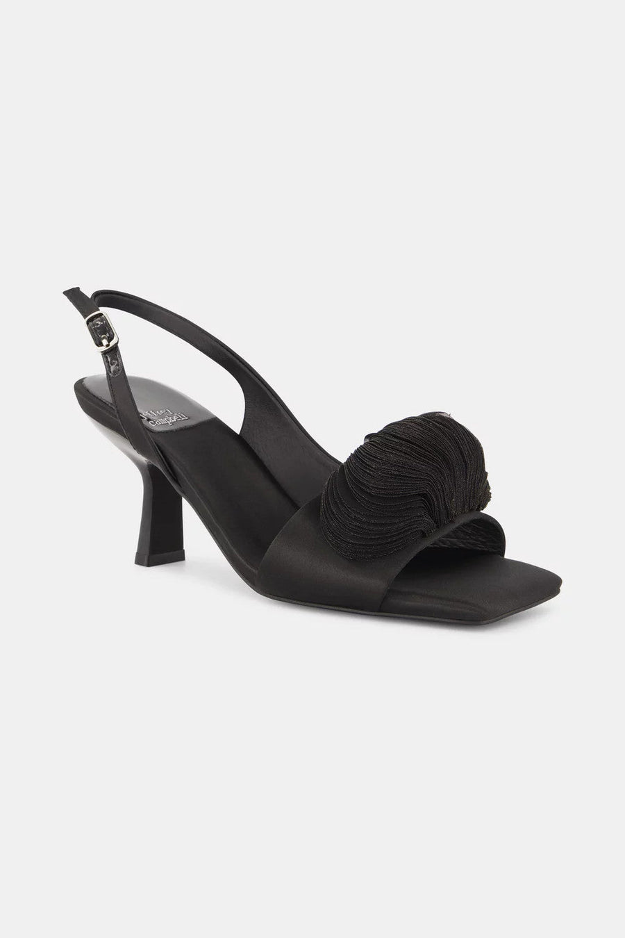 Jeffrey Campbell Duffy Kitten Heels in Black Satin – back view