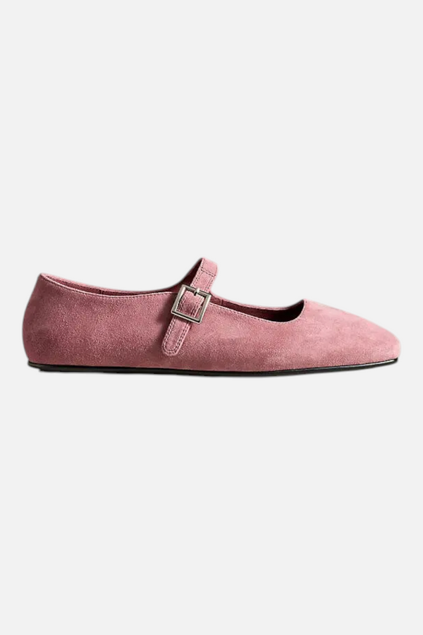 Jeffrey Campbell Elise Mary Jane Flats in Dusty Rose Suede