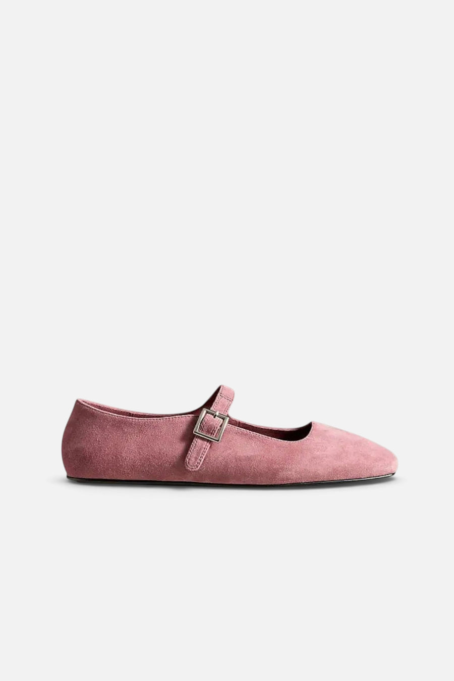 Jeffrey Campbell Elise Mary Jane Flats in Dusty Rose Suede – side view
