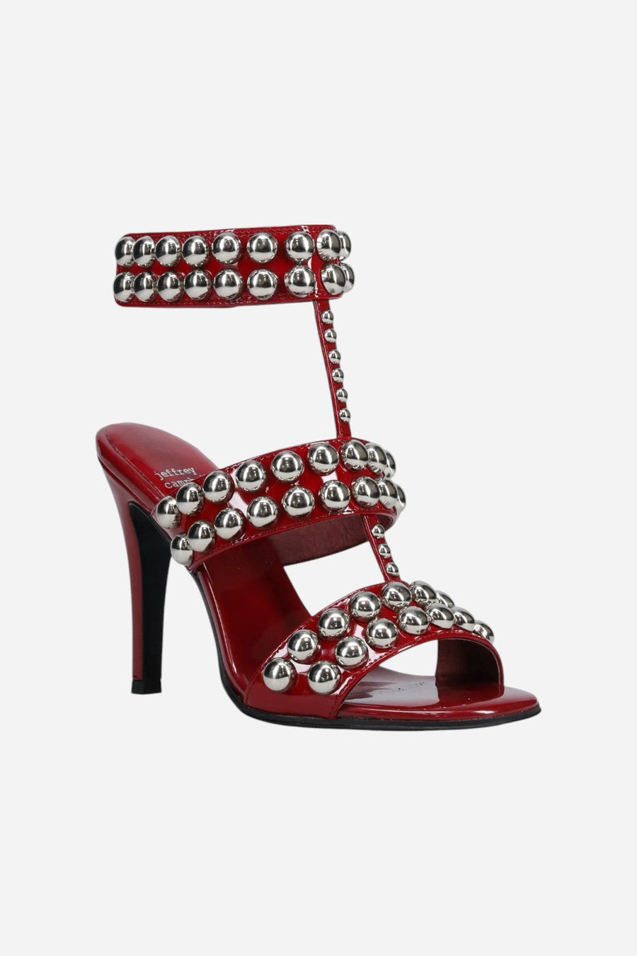 Jeffrey Campbell Engrailed in Red Patent Silver – back view